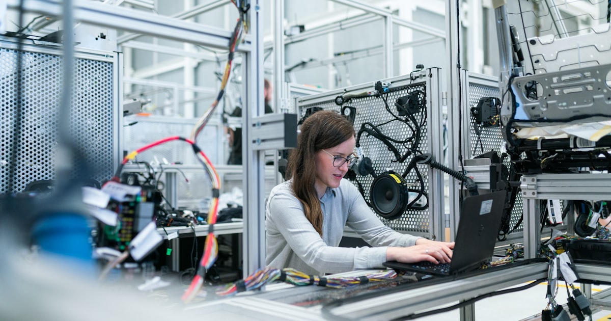 Quality control inspector examining products at a Chinese factory